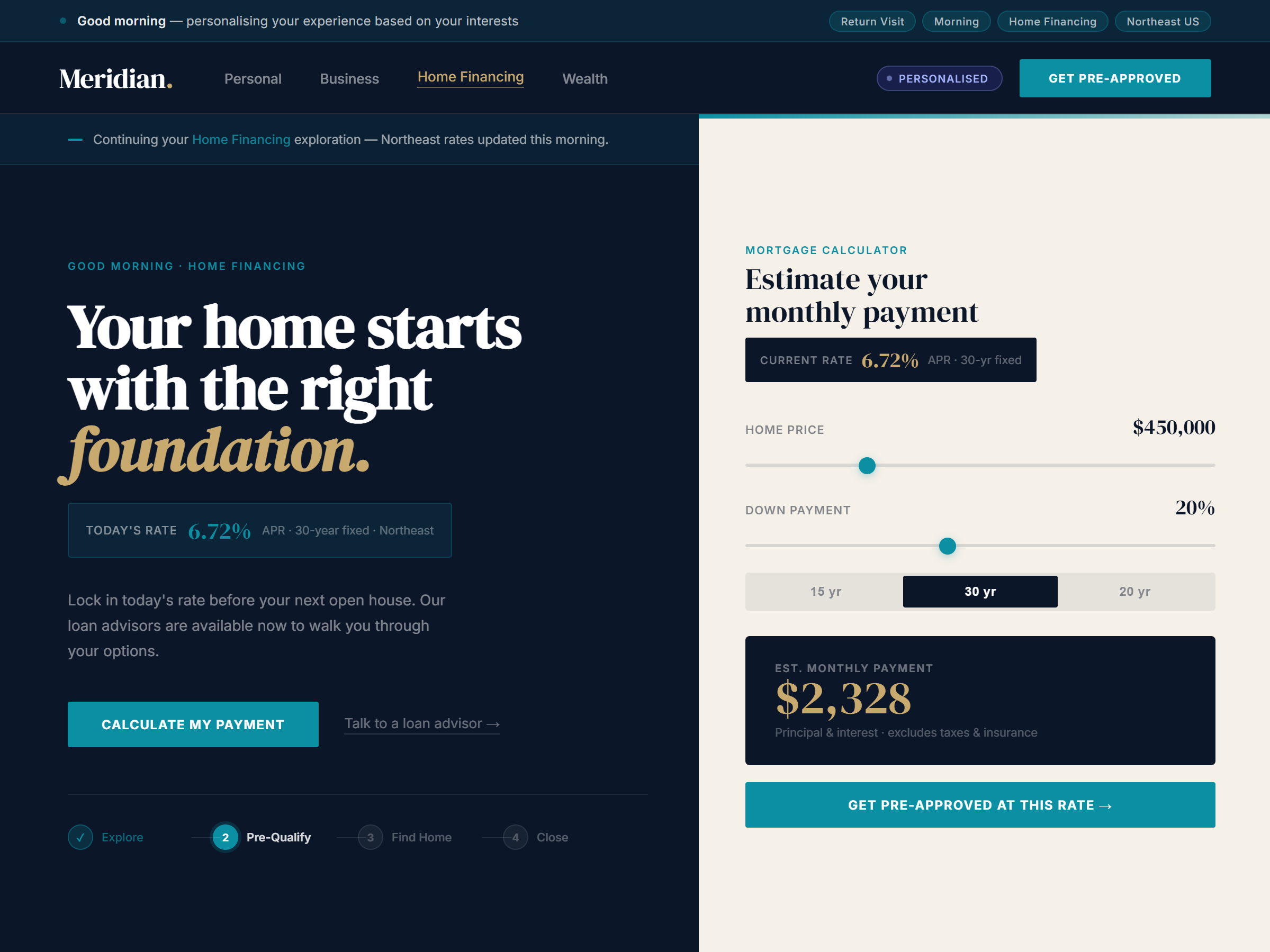 The same website with personalization — relevant, intent-driven
