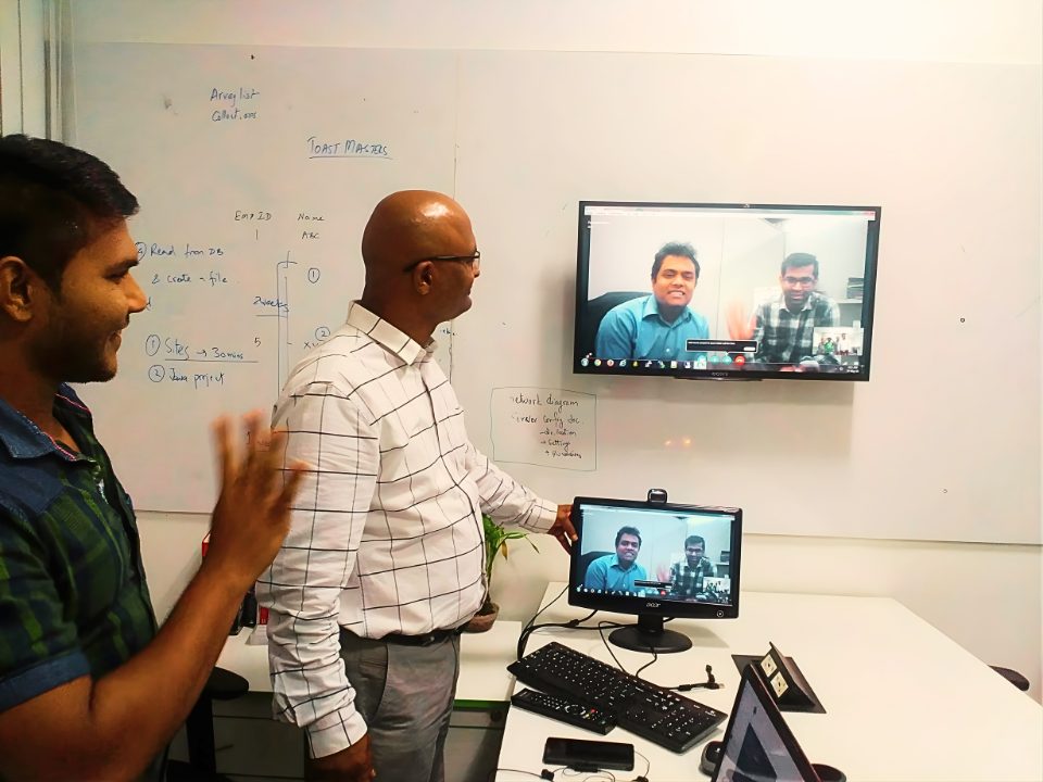 Chennai delivery center team on a cross-team video call, 2014